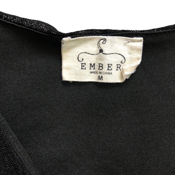 Ember Black Sheer Wrap Front Cap Sleeve Bodysuit - Picture 6 of 7